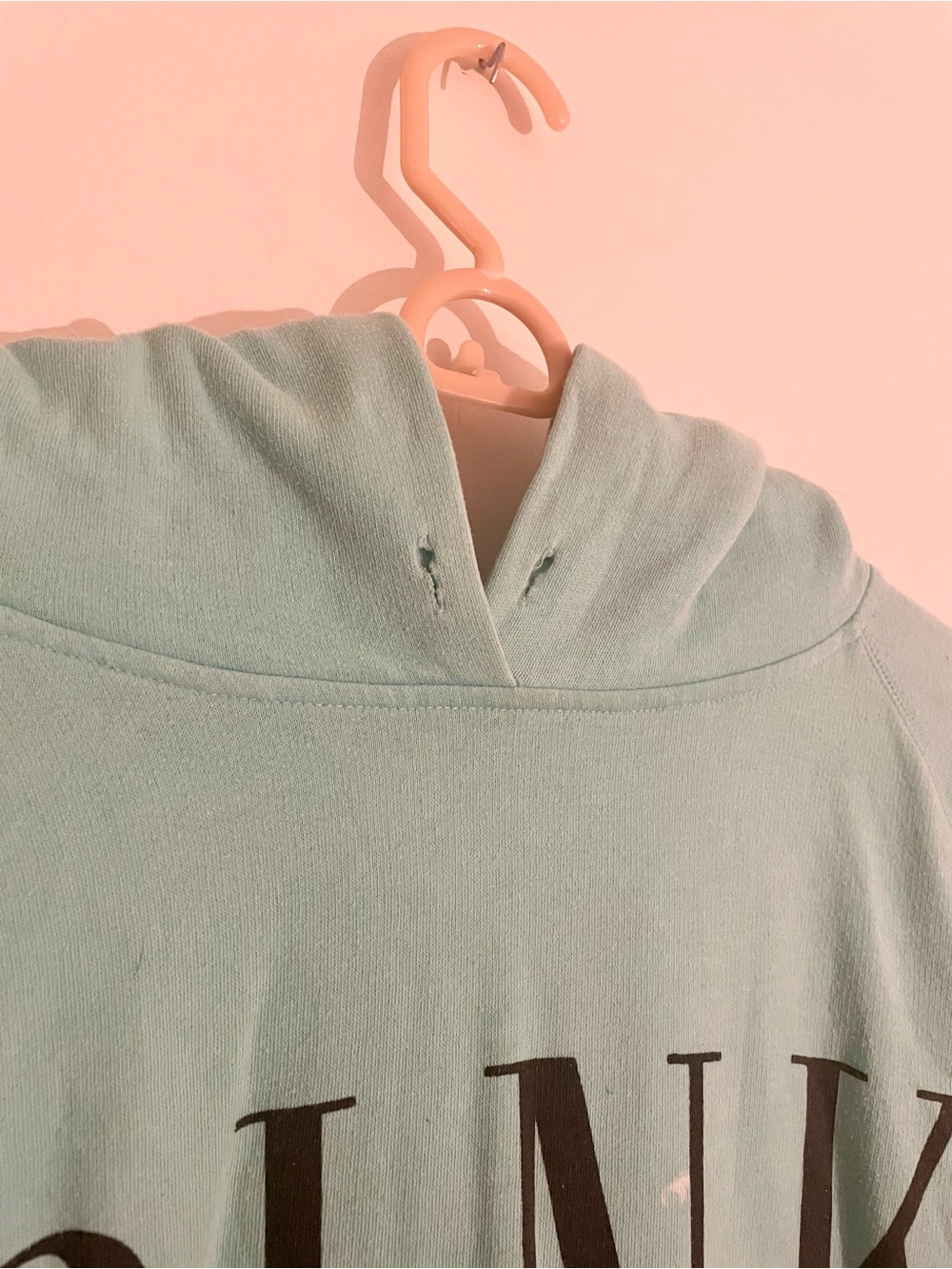🦕 PINK Victoria's Secret Mint Green Pullover Hoodie 🦕 - Picture 4 of 7